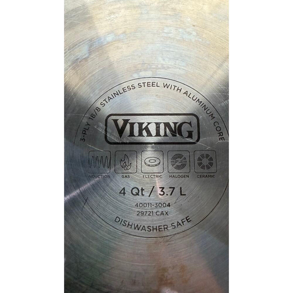 VIKING 3-Ply Stainless Steel 4Qt Stockpot w/ Glass Lid Professional Cookware - Picture 6 of 7